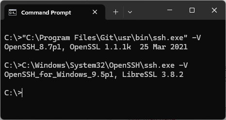 ssh -V output of both binaries