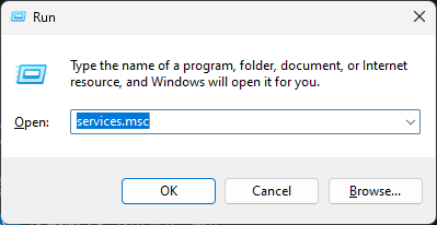 Windows Run: services.msc