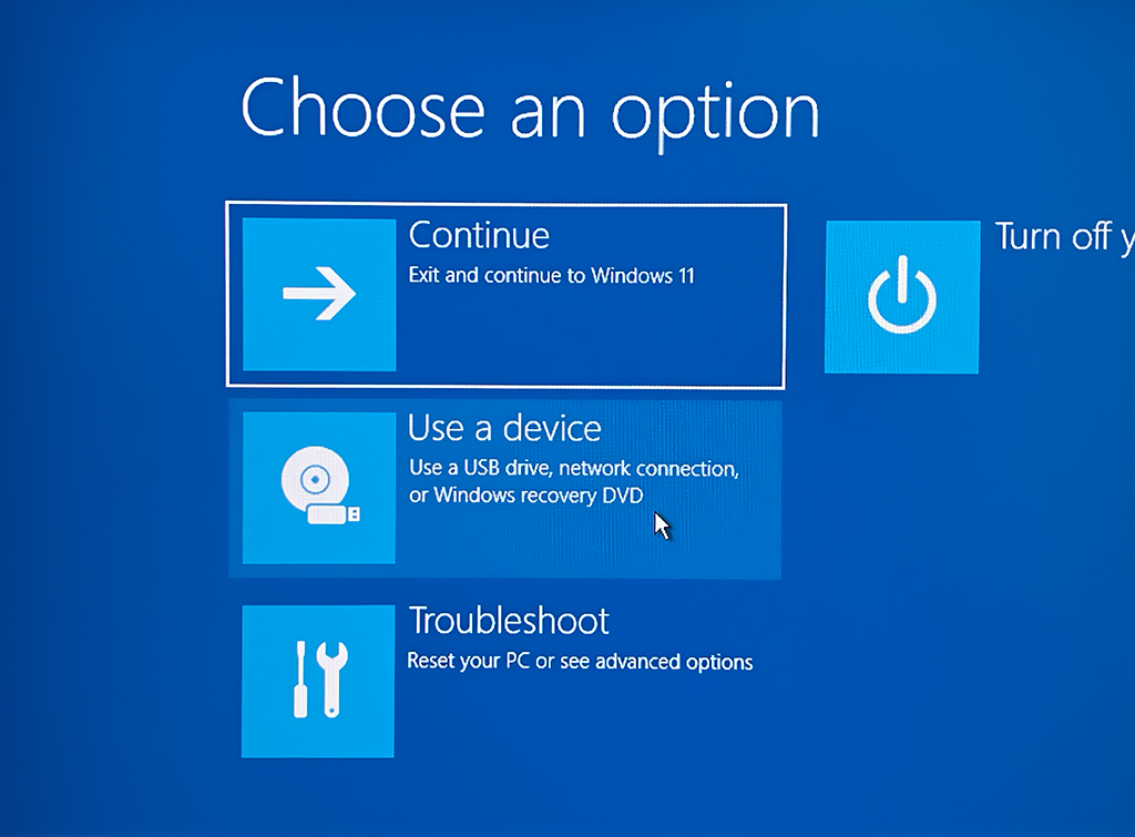 Use a Device in Windows Recovery Environment