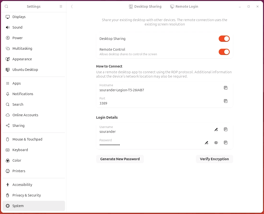 GNOME Desktop Sharing