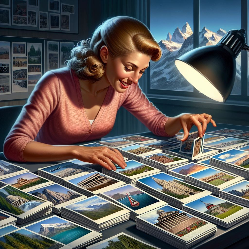 A tourist manually classifying images