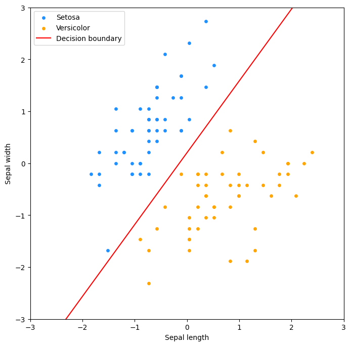 Iris Dataset and Decision Boundary After Training